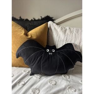 Halloween Bat Shaped Plush Soft Throw Pillow Novogratz 12x22 New
